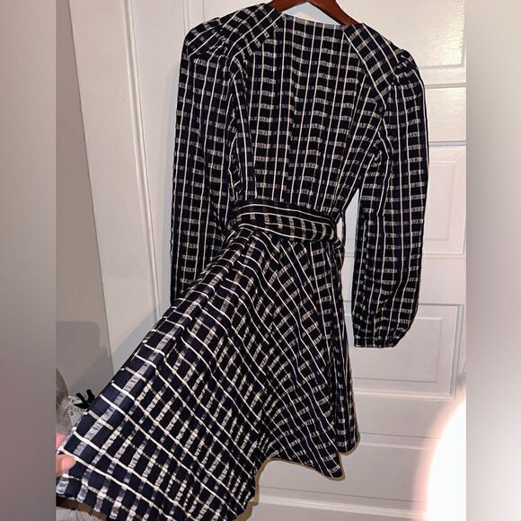 NWTs Tanya Taylor Nicola Puff-Sleeve Belted Check Mini Dress Size 2 - Picture 8 of 13